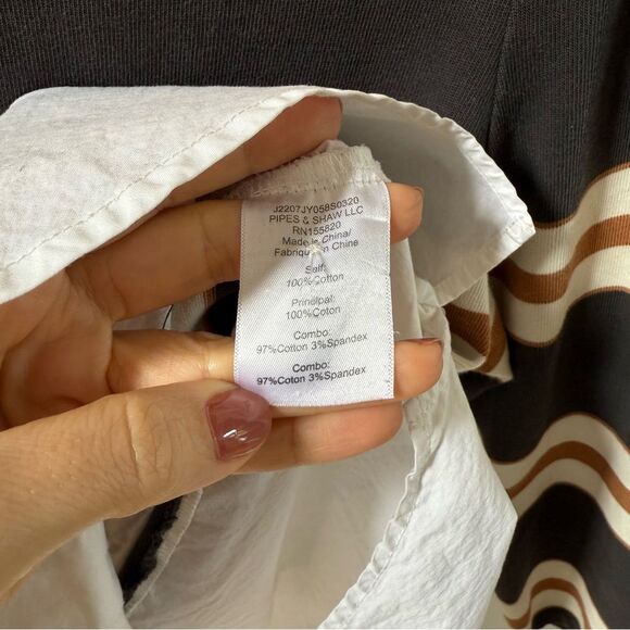 Veronica Beard Bertie Cotton Layered Top in Charcoal Multi M - Picture 11 of 14